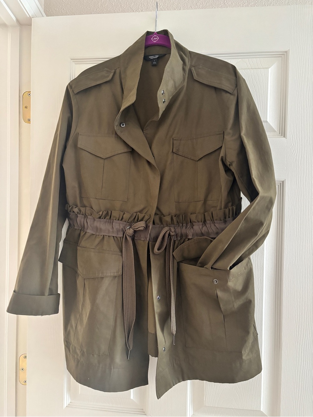 Simply Vera Vera Wang Olive Drawstring Field Jacket